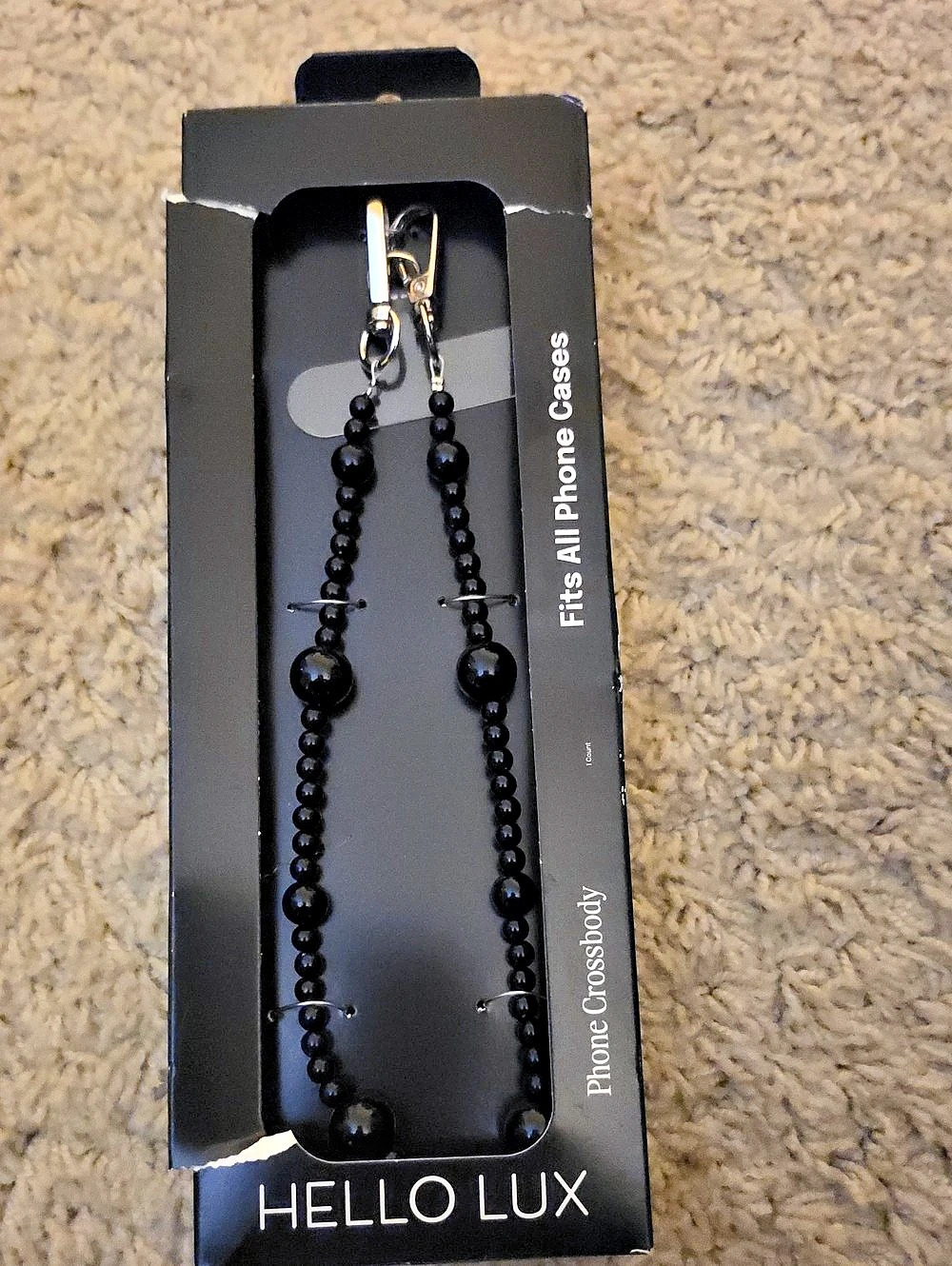 Hello Lux Phone Crossbody Strap - Mixed Black Beads Black